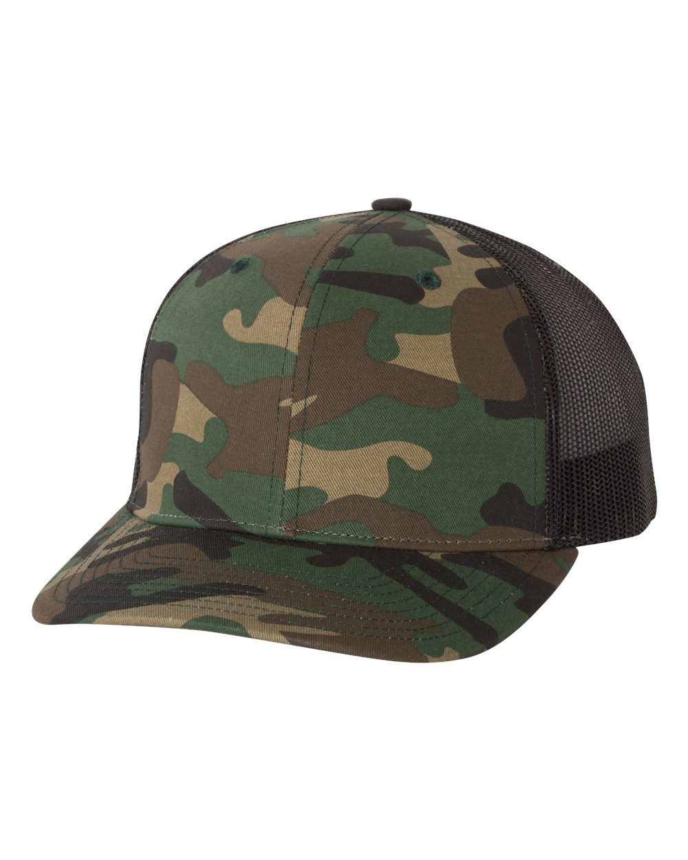 Richardson 112P Army Camo/ Black Patterned Snapback Trucker Cap