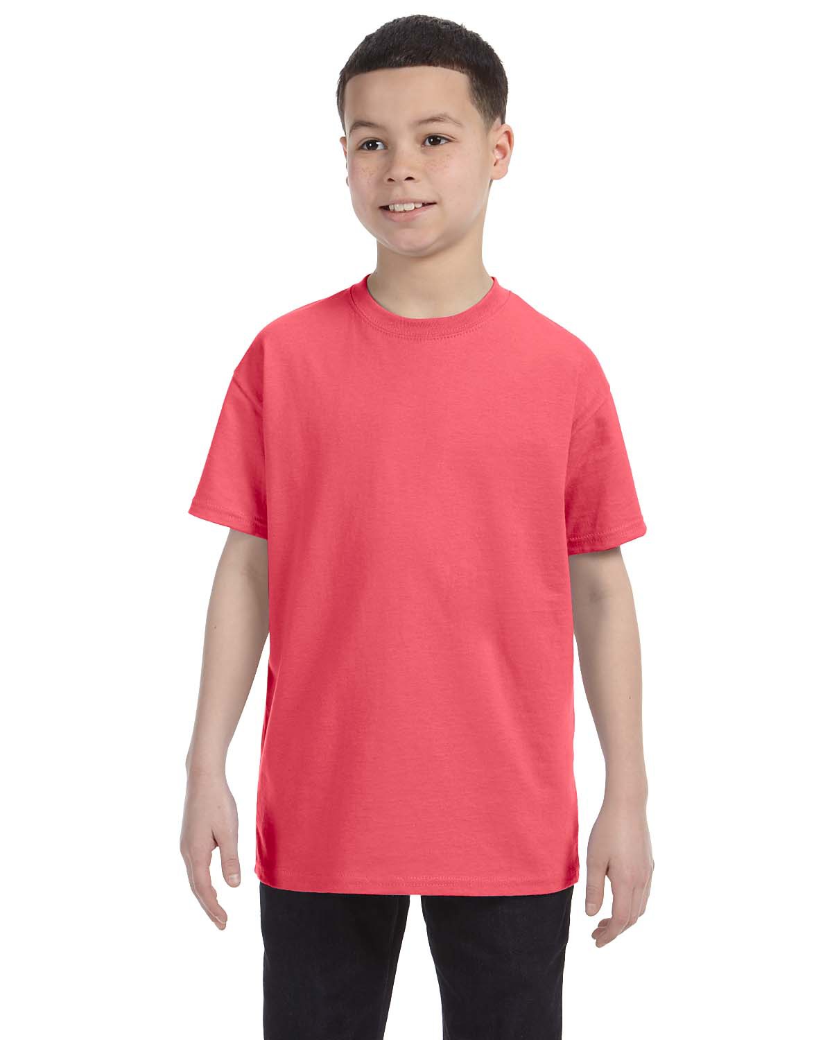 Gildan T-Shirt Youth Size Large Ultra Cotton Plain Crewneck Safety Pink NWT 
