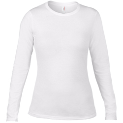 Anvil 374L White Women's Junior Fit 4.5 Oz. 100% Combed Ringspun Cotton ...