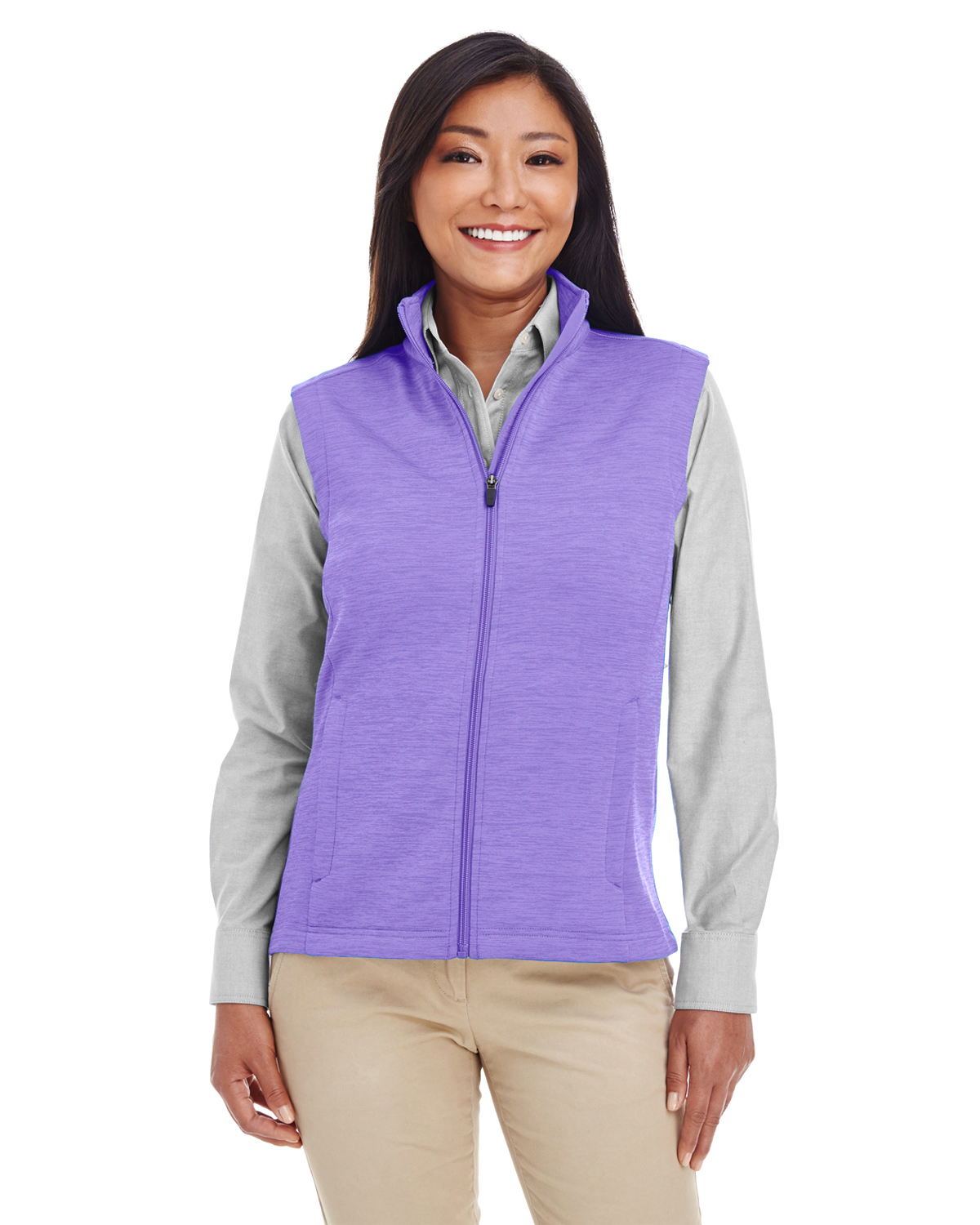 Devon & Jones Ladies' Newbury Colorblock Mélange Fleece Full-Zip