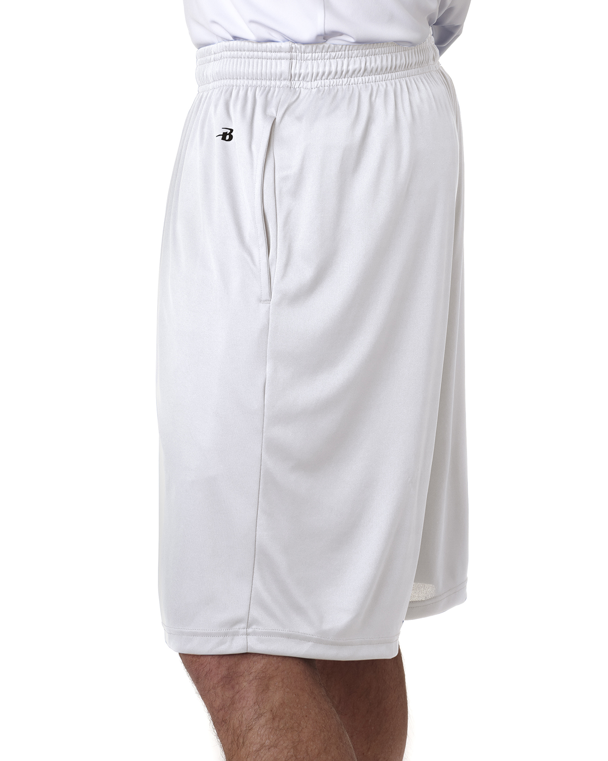 Badger 4119 White B-Core 10" Shorts With Pockets | JiffyShirts