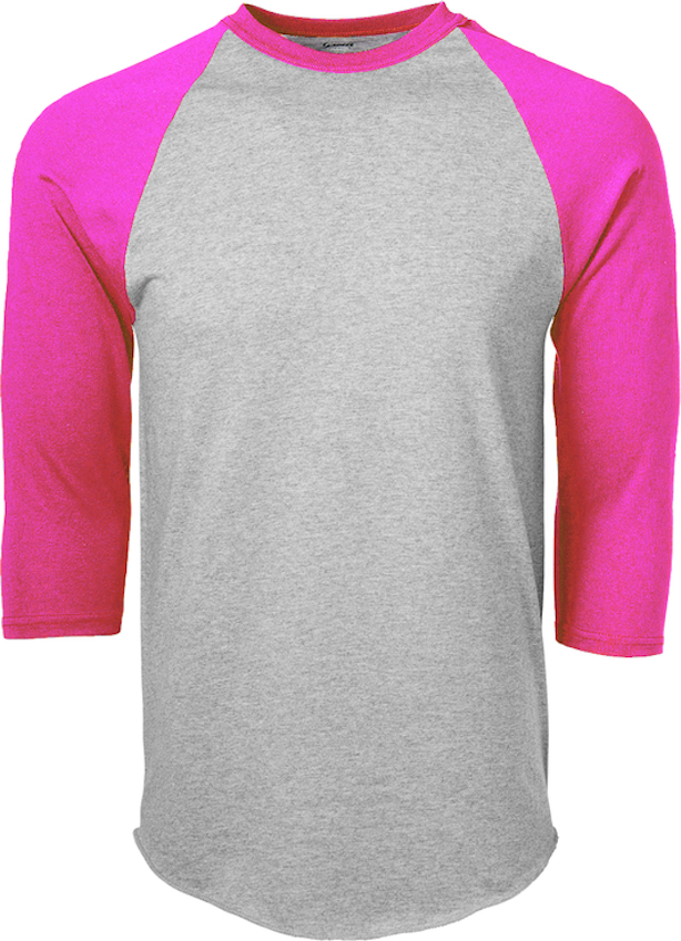 Soffe 210M Adult Classic Heathered Baseball Jersey - Oxford/Pink, XL