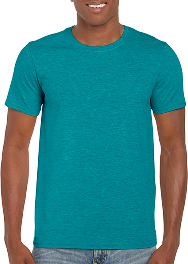 Blue 64000 4.5 Adult T Jiffy Softstyle® Shirt Shirts Galapagos | Heather Gildan Oz.