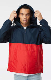 Independent Trading Co. EXP54LWP Lightweight Quarter-Zip Windbreaker Pullover Jacket Classic Navy/ Red L