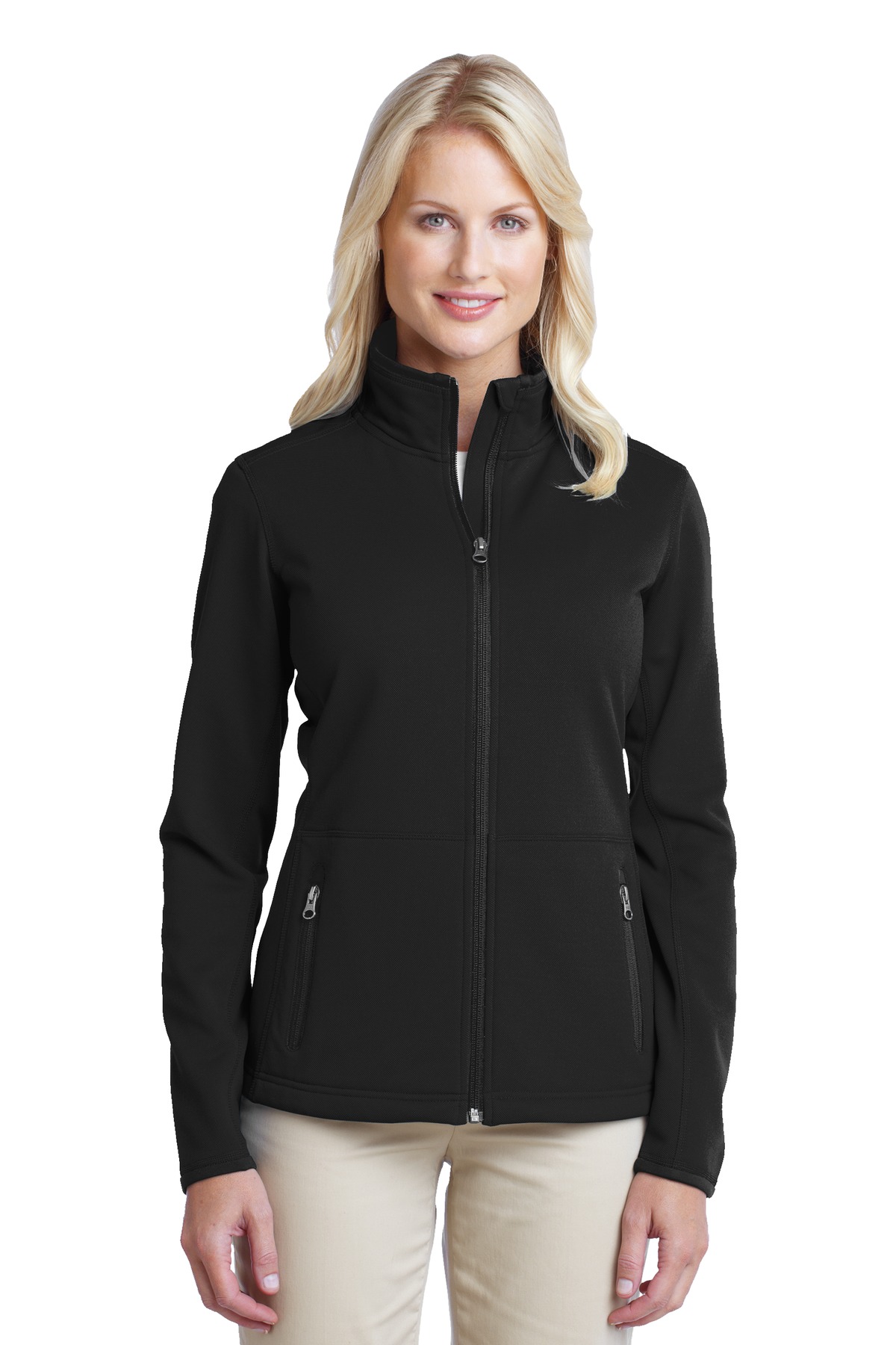 Port Authority L222 Ladies Pique Fleece Jacket - Black - Xs