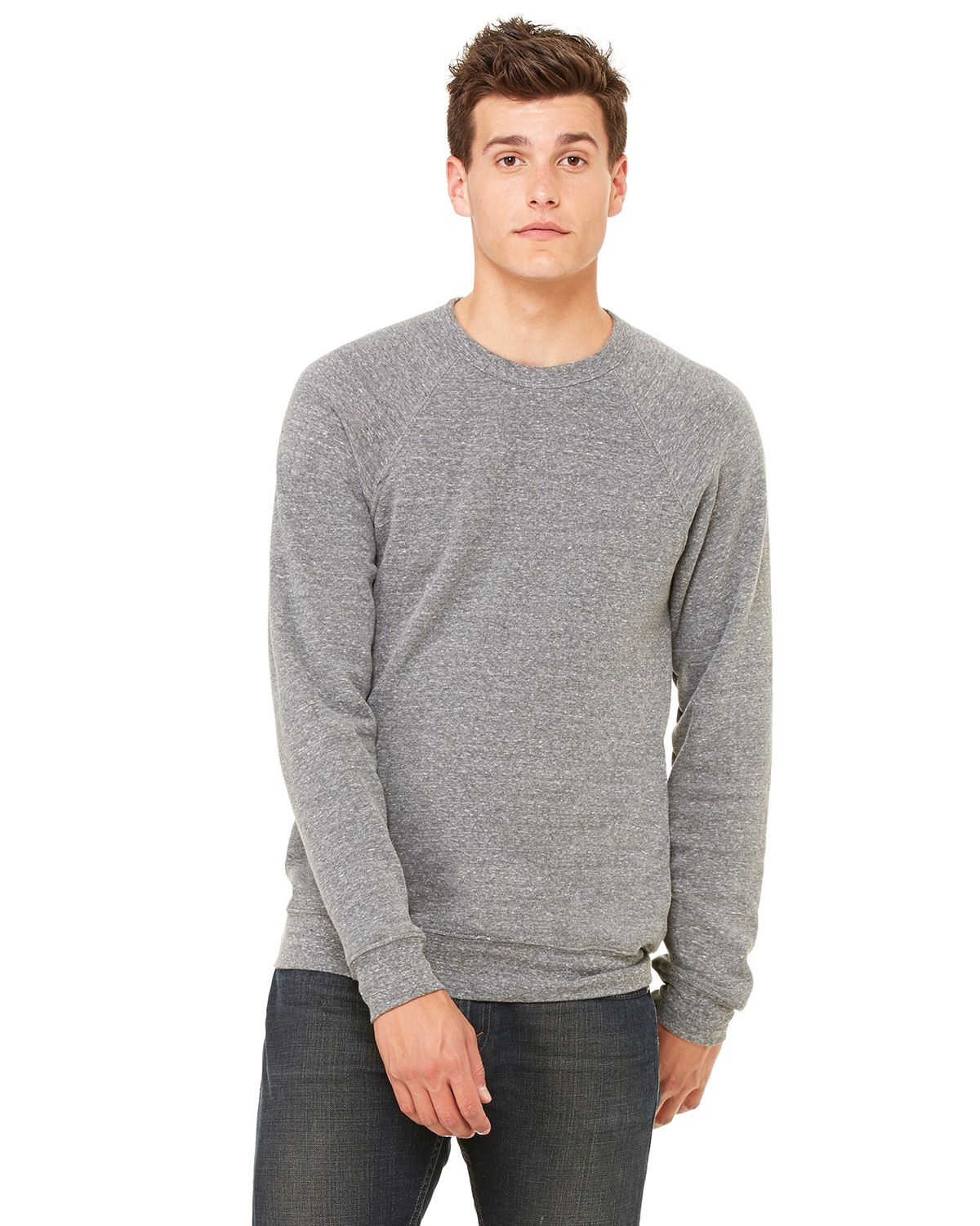 Bella + Canvas 3901 Grey Triblend Unisex Sponge Fleece Crewneck Sweatshirt