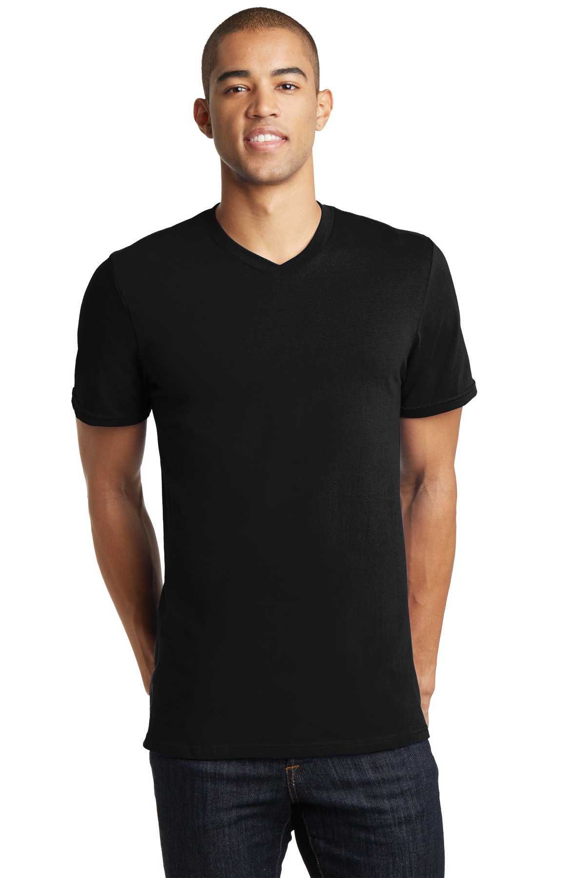 v neck black tee