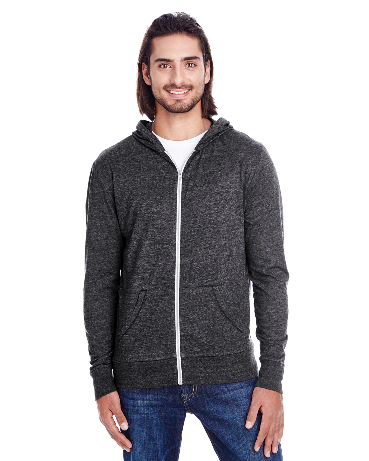 Threadfast Apparel 302 Z Unisex Triblend Full Zip Light Hoodie