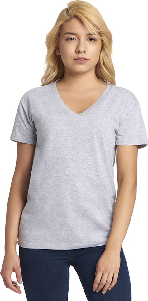 Next Level 3940 Heather Gray Ladies Relaxed V Neck T Shirt
