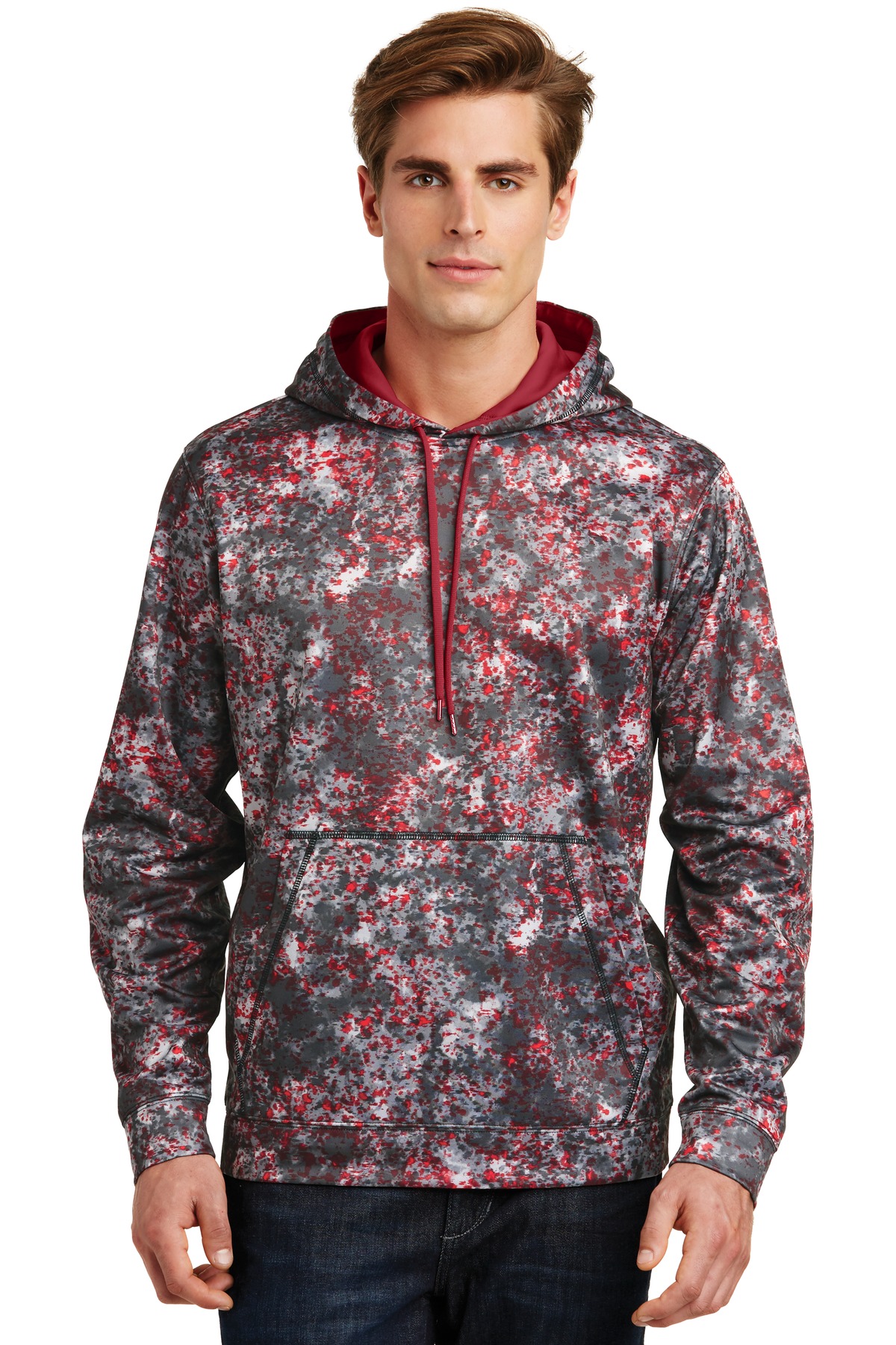 Buy Louis Philippe Jeans Maroon Cotton Printed Hooded SweatShirt