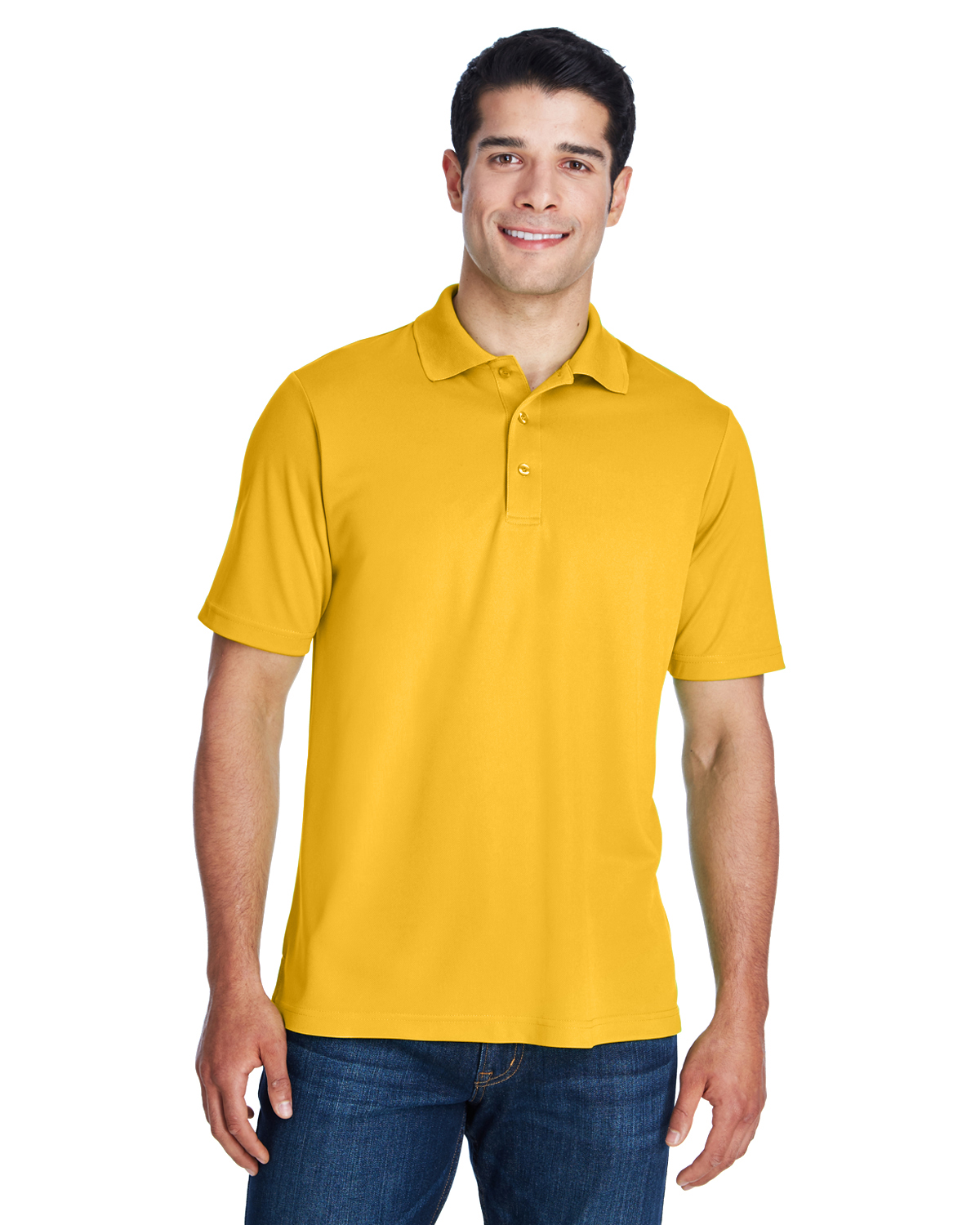 gold color polo shirt