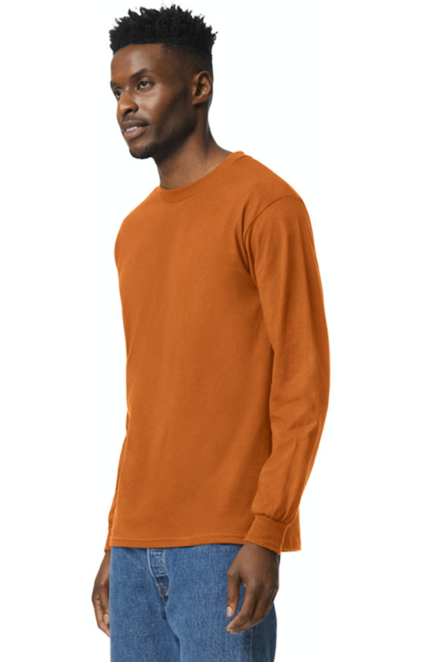 Men's orange long best sale sleeve t shirt