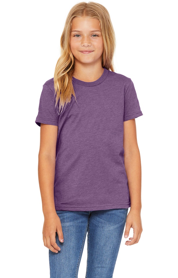 Download Bella + Canvas 3001Y HTHR TEAM PURPLE Youth Jersey T-Shirt