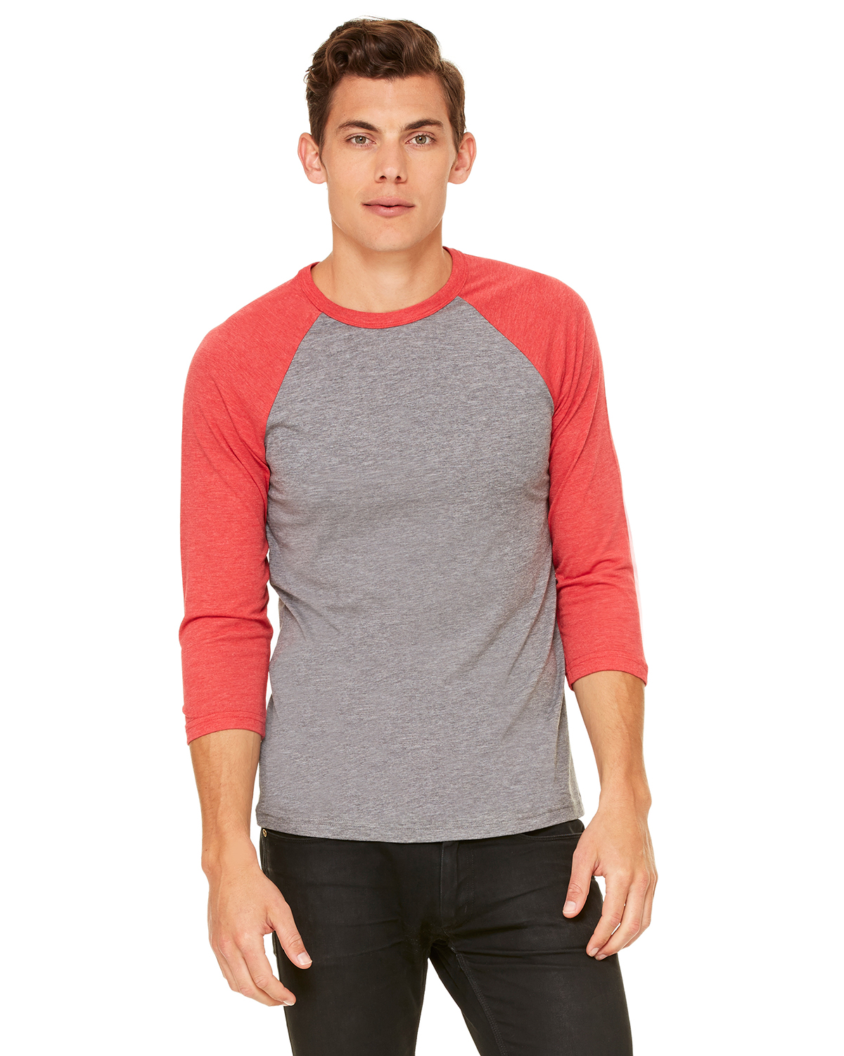 Red and grey baseball hot sale tee