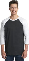 Heather Grey and Black Triblend Raglan - Blank Men's 3/4 Sleeve Shirt