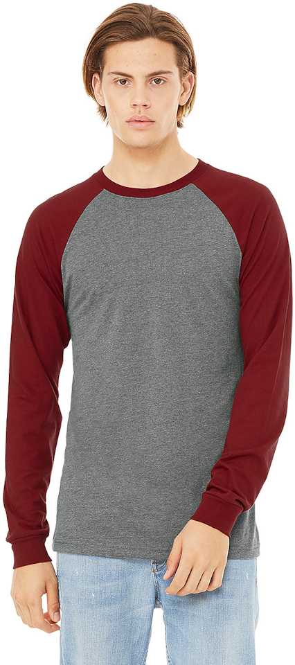Blended Men's Long Sleeve Baseball T-Shirt Jersey Raglan Two-Tone Active Tee, Size: Small
