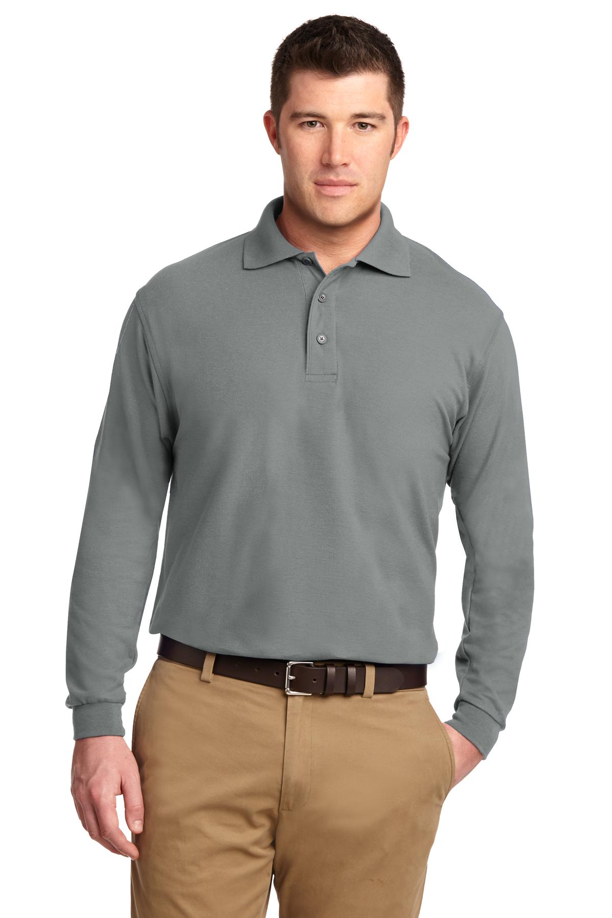 gray long sleeve polo