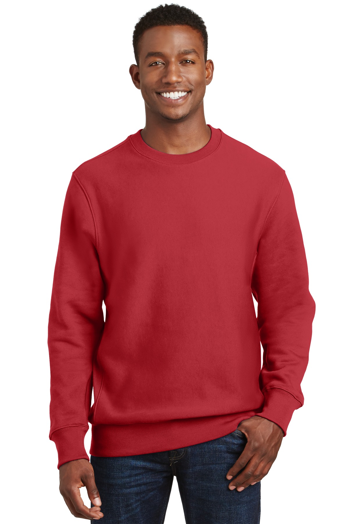 red crewneck sweatshirt